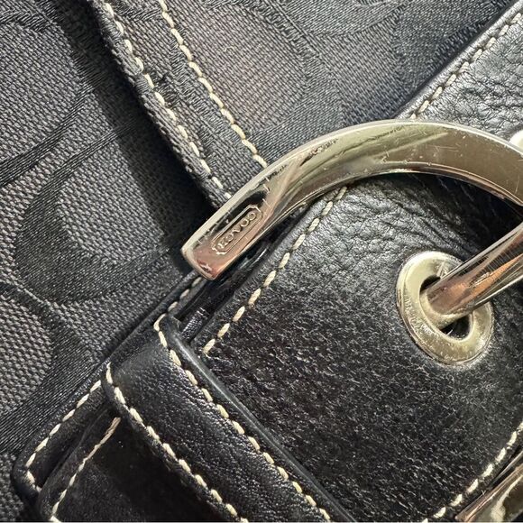 Vintage Coach 6171 Y2K Soho Bag Purse Baguette Jacquard Monogram Leather Black - Picture 12 of 13